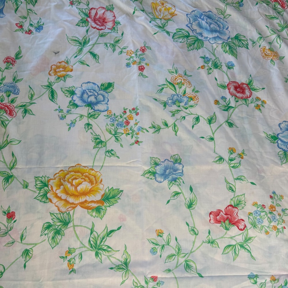 Vintage‎ Lady Pepperell Full Flat Sheet Floral Multi Color No Iron Muslin 81x96